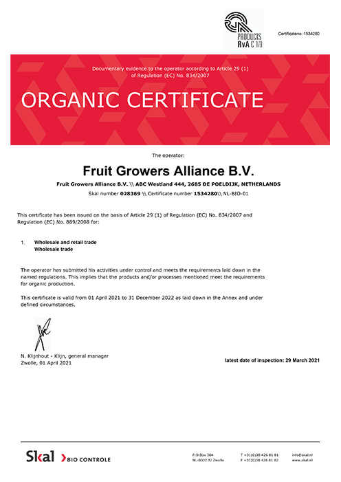 Organic Certificate